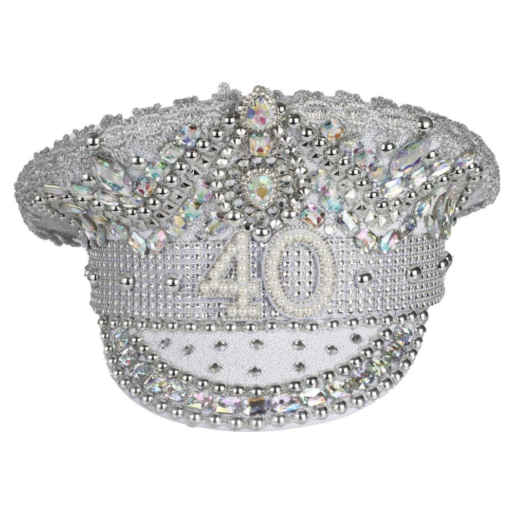 Party Hats, Sashes & Dress Up |   Rhinestone & Pearl Embellished 40Th Birthday Hat Party Accessories Party Hats, Sashes & Dress Up