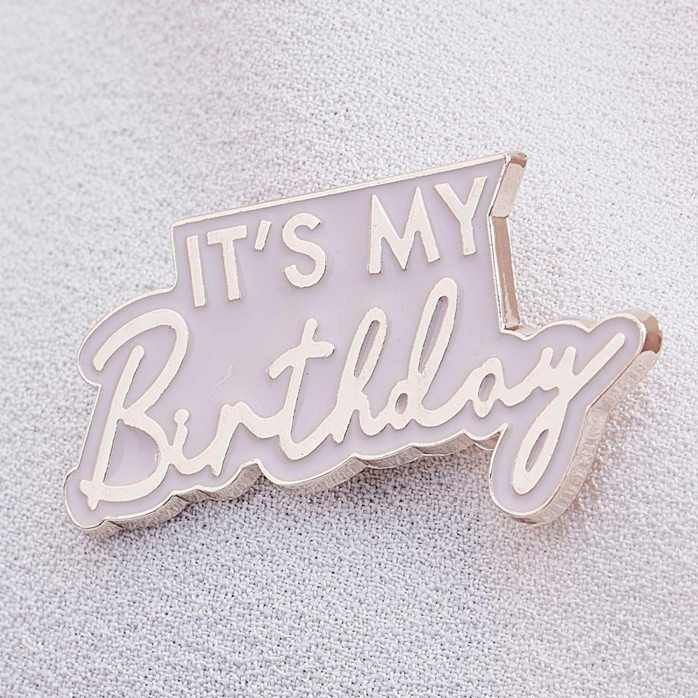 Party Hats, Sashes & Dress Up |   Rose Gold And Pink Enamel It’s My Birthday Badge Party Accessories Party Hats, Sashes & Dress Up