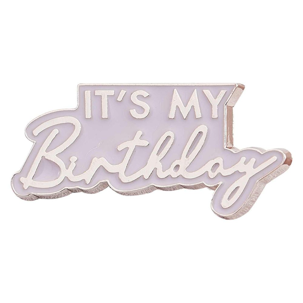 Party Hats, Sashes & Dress Up |   Rose Gold And Pink Enamel It’s My Birthday Badge Party Accessories Party Hats, Sashes & Dress Up