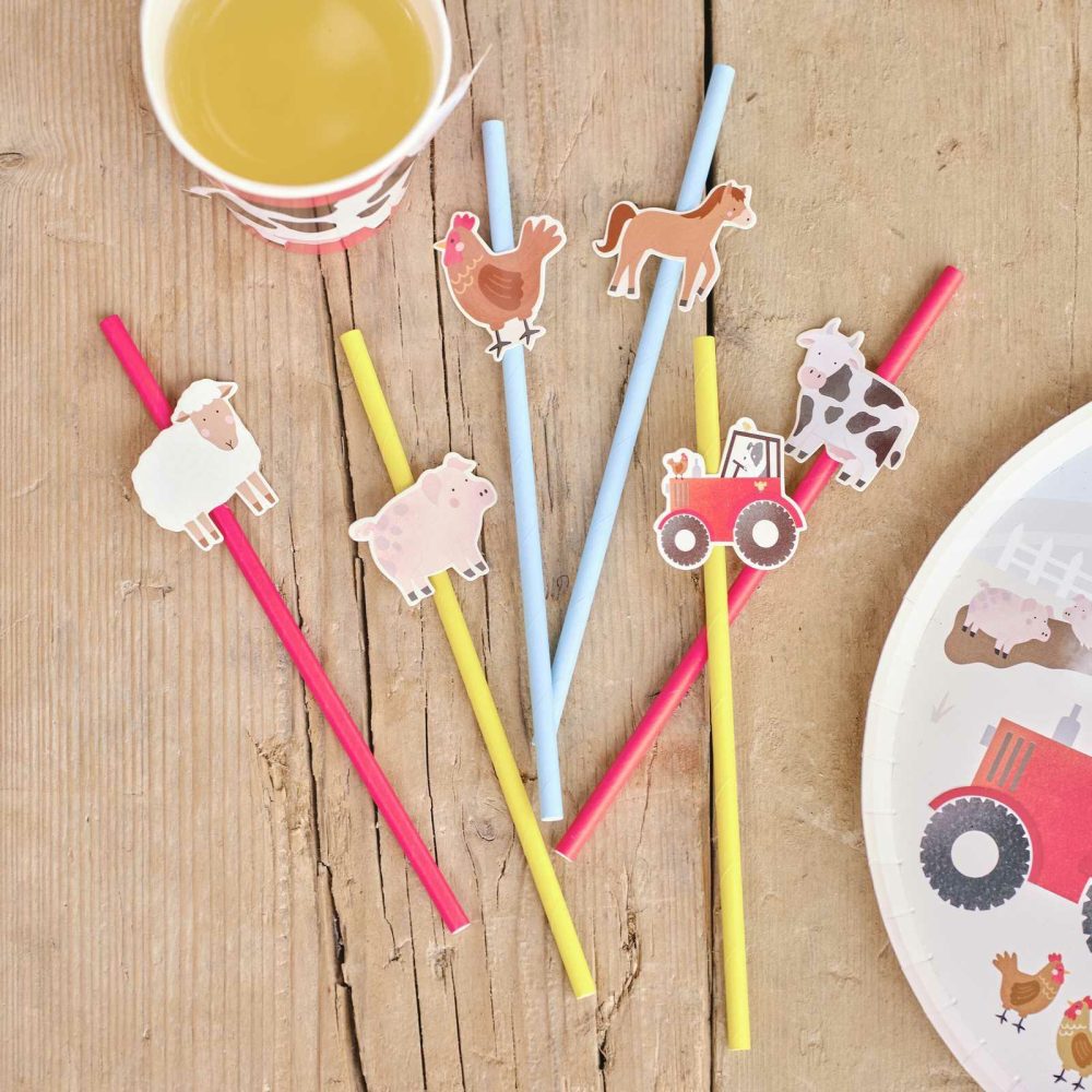 Party Straws |   Farm Animals Party Paper Straws Party Straws Party Straws