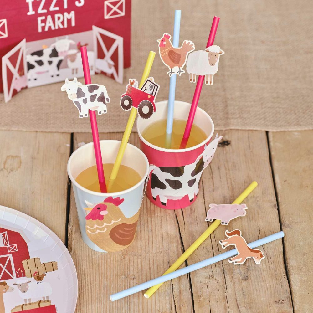 Party Straws |   Farm Animals Party Paper Straws Party Straws Party Straws