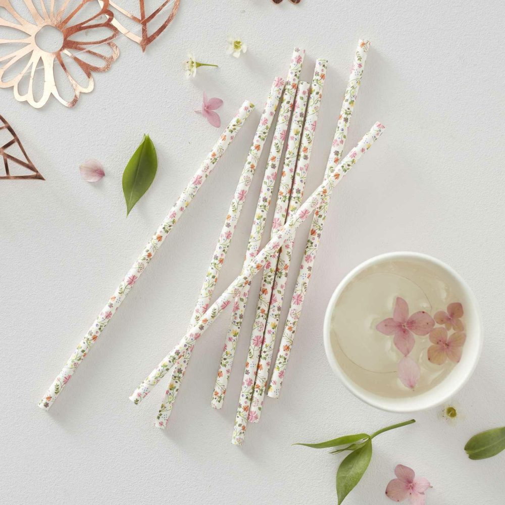 Party Straws |   Floral Paper Straws – Ditsy Floral Party Straws Party Straws