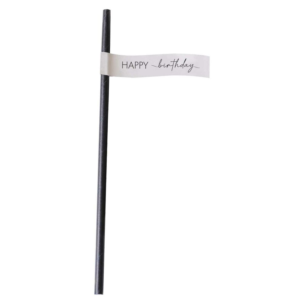 Party Straws |   Nude And Black Happy Birthday Paper Straws Party Straws Party Straws