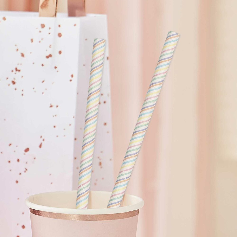 Party Straws |   Pastel Stripe Paper Straws Party Straws Party Straws