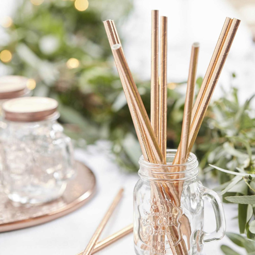 Party Straws |   Rose Gold Paper Straws – Beautiful Botanics Party Straws Party Straws