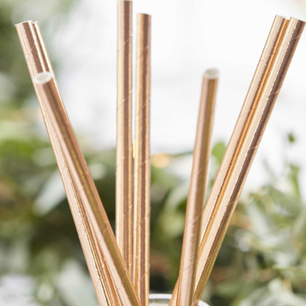 Party Straws |   Rose Gold Paper Straws – Beautiful Botanics Party Straws Party Straws