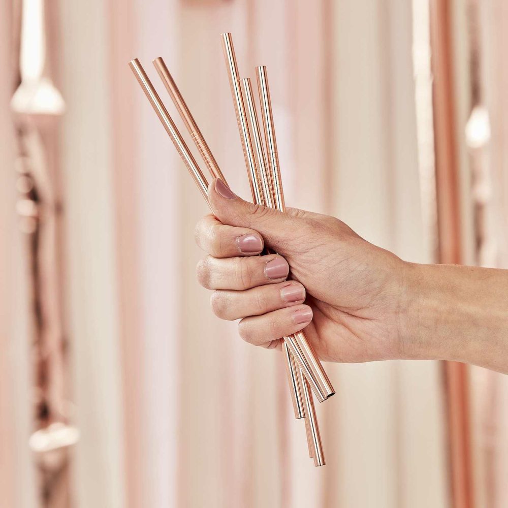 Party Straws |   Rose Gold Stainless Steel Straws Party Straws Party Straws