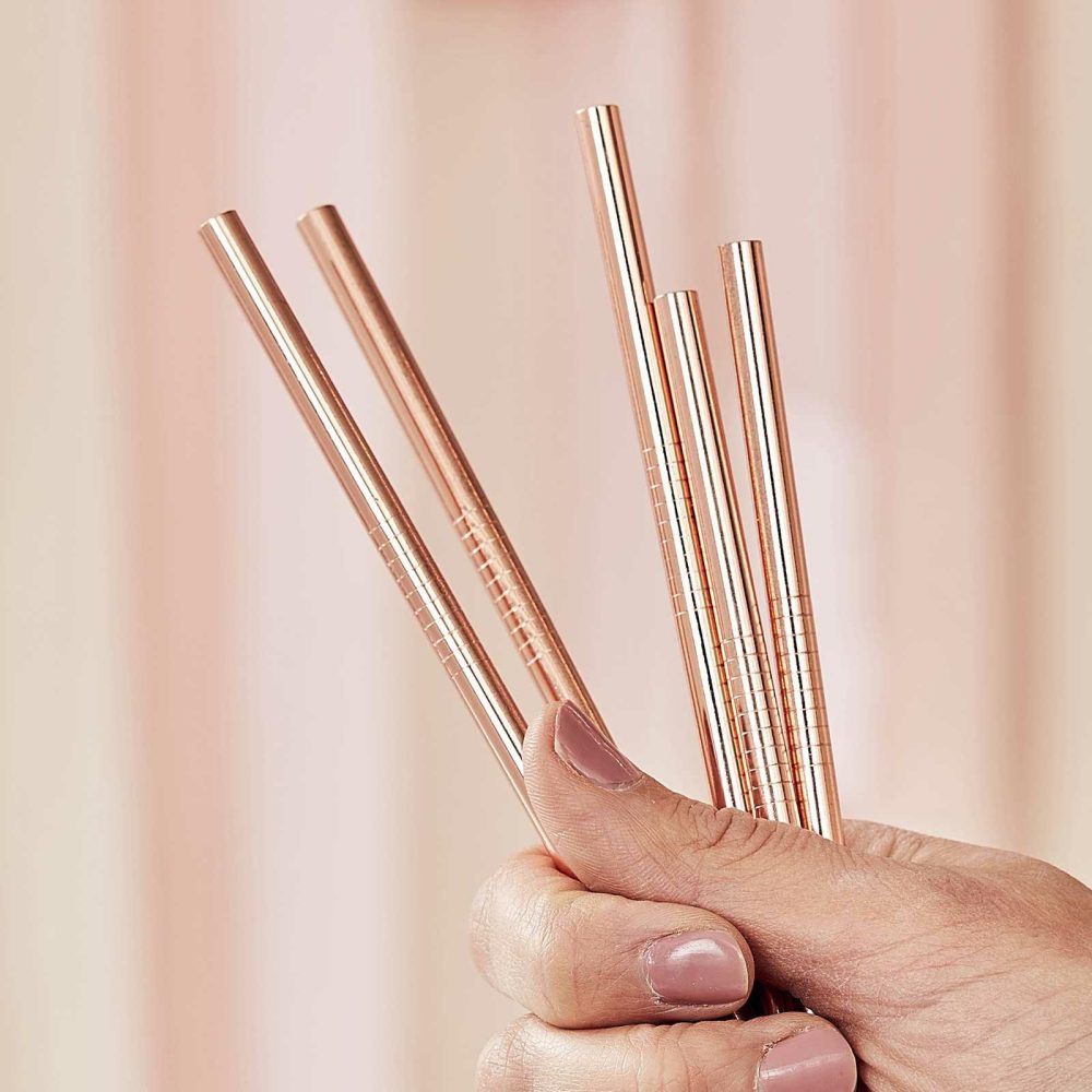 Party Straws |   Rose Gold Stainless Steel Straws Party Straws Party Straws