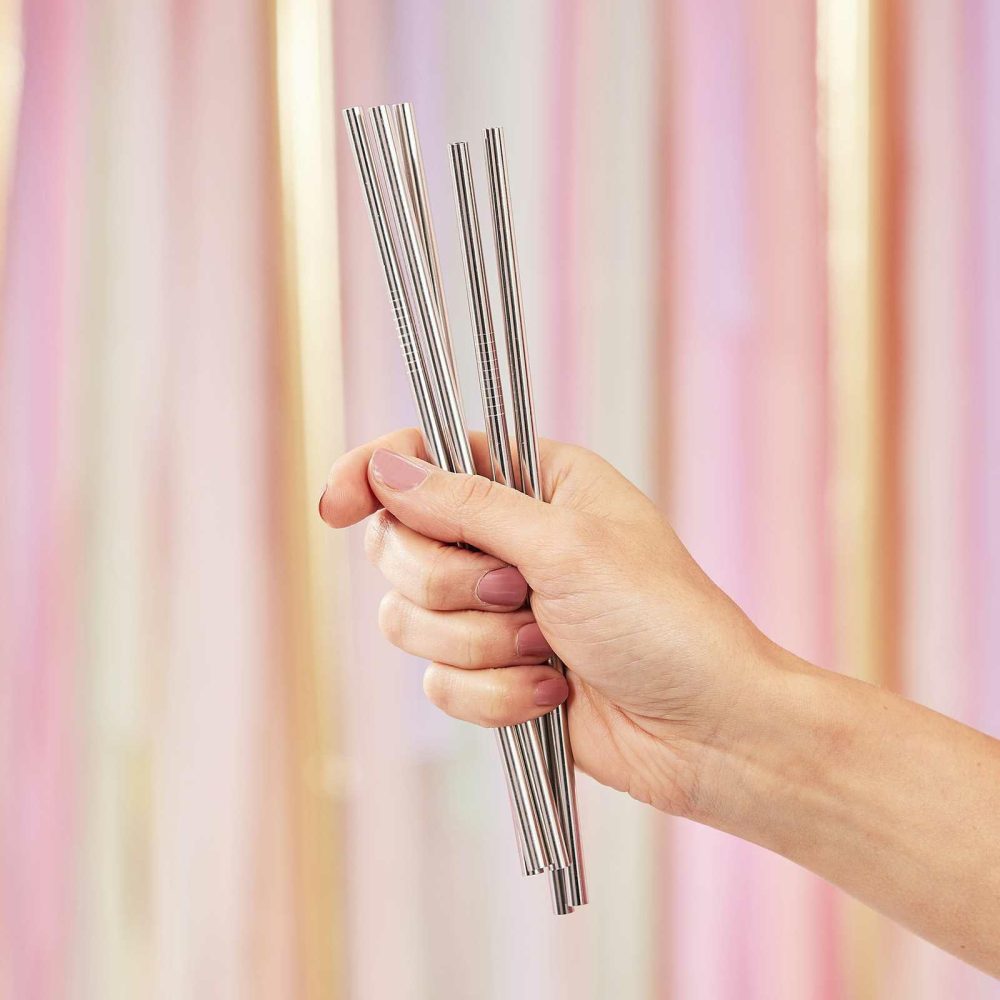 Party Straws |   Silver Stainless Steel Straws Party Straws Party Straws