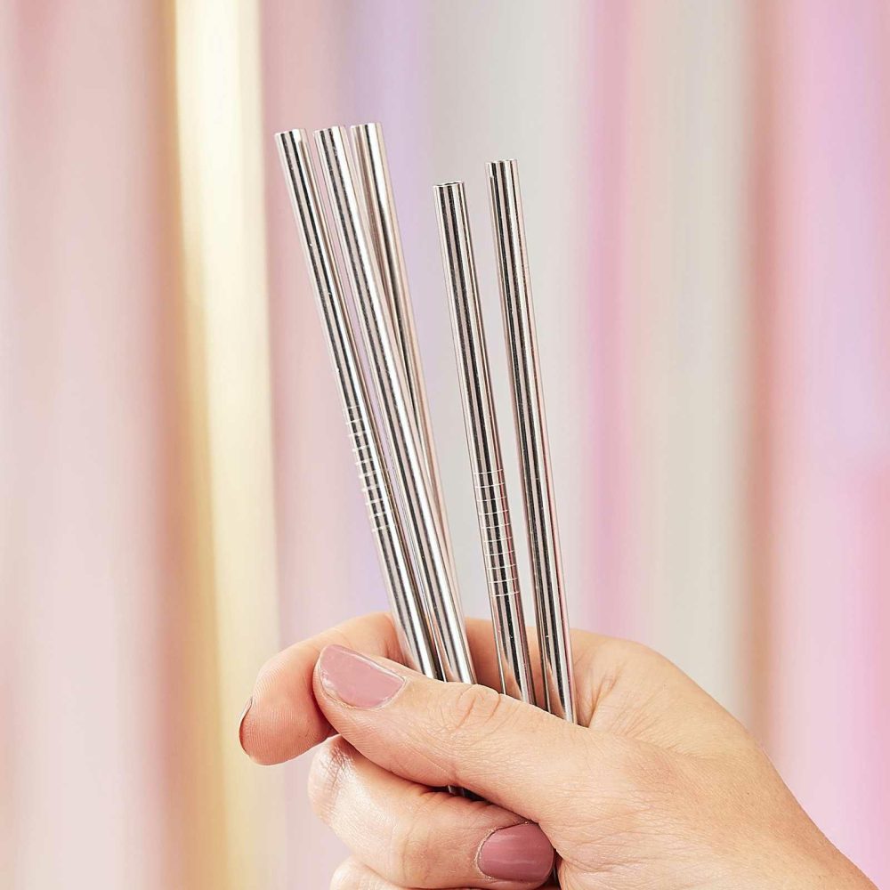 Party Straws |   Silver Stainless Steel Straws Party Straws Party Straws