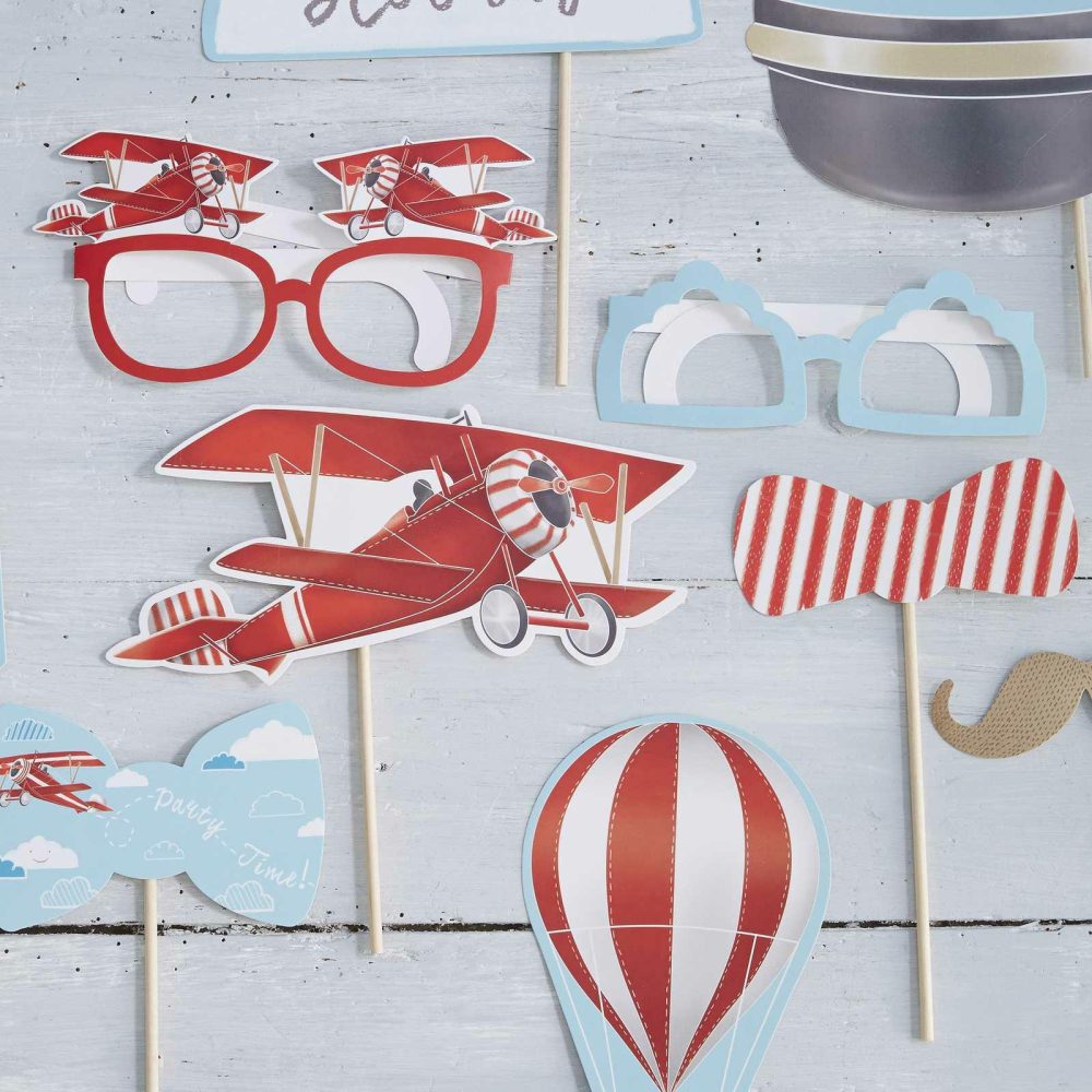 Photobooth & Games |   Plane Themed Photo Booth Props – Flying High Party Accessories Photobooth & Games