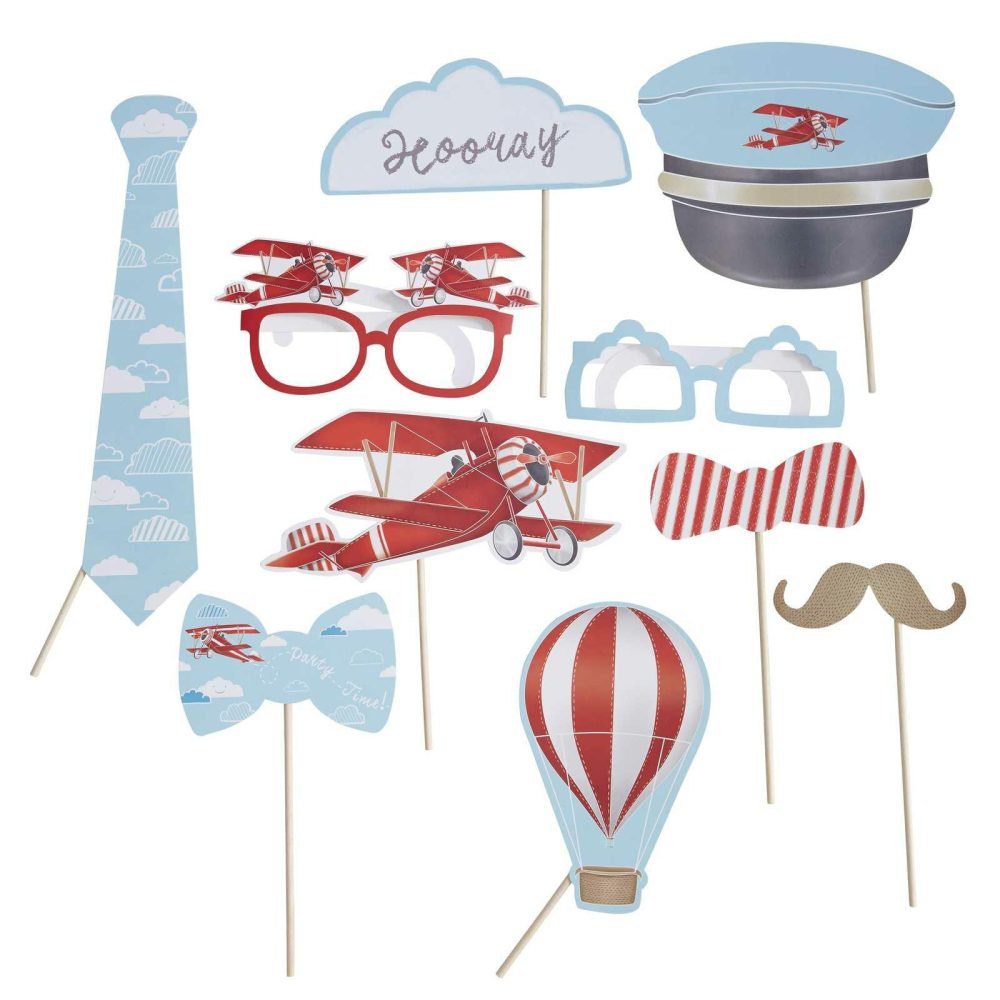 Photobooth & Games |   Plane Themed Photo Booth Props – Flying High Party Accessories Photobooth & Games