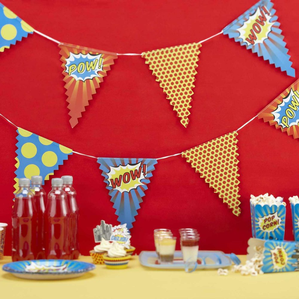 Room Decorations |   Bunting – Pop Art Superhero Party Party Decorations Bunting & Garlands