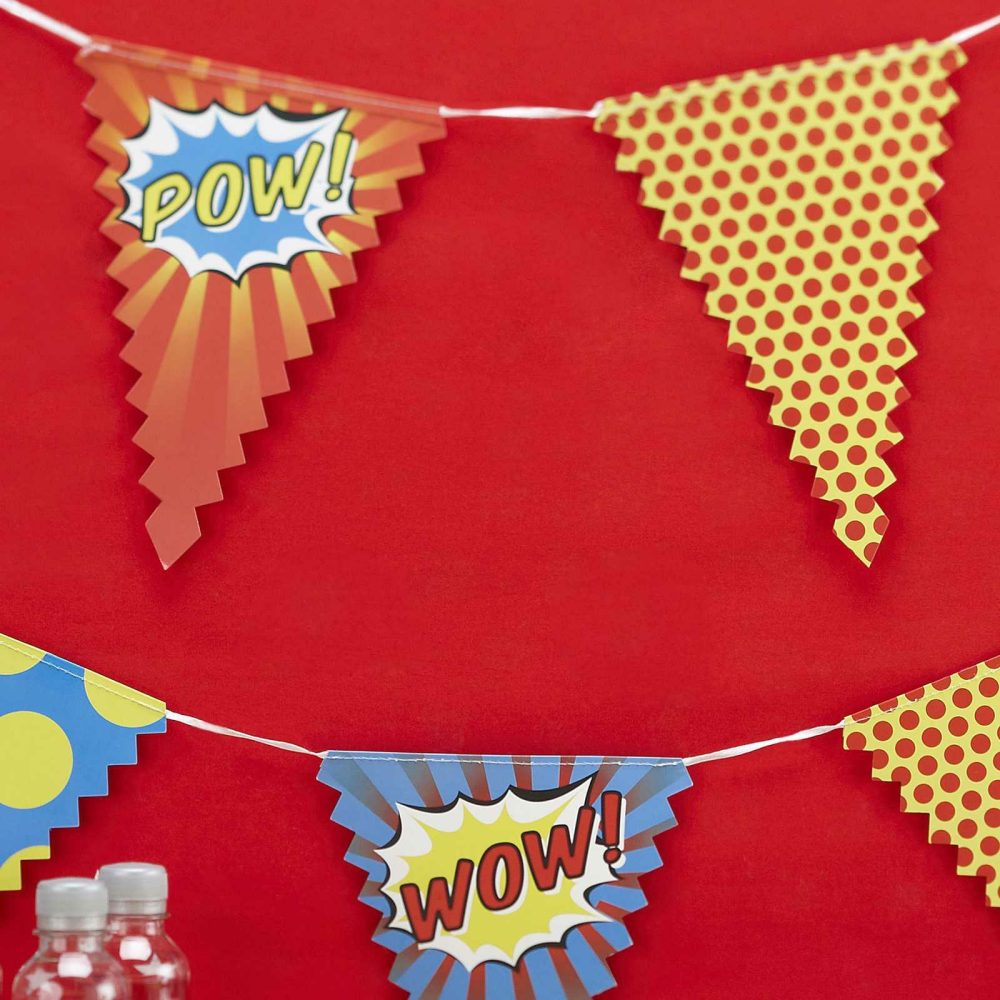 Room Decorations |   Bunting – Pop Art Superhero Party Party Decorations Bunting & Garlands