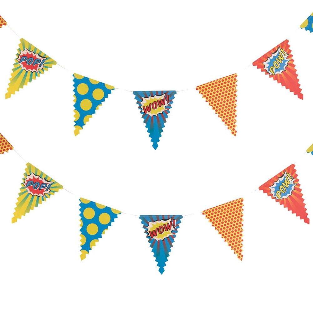 Room Decorations |   Bunting – Pop Art Superhero Party Party Decorations Bunting & Garlands