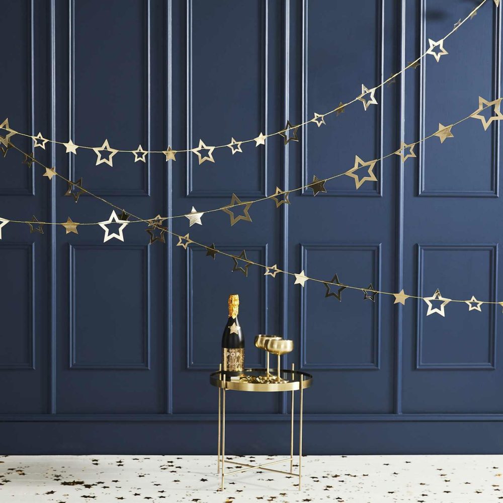 Room Decorations |   Gold Foiled Star Hanging Garland Bunting & Garlands Bunting & Garlands