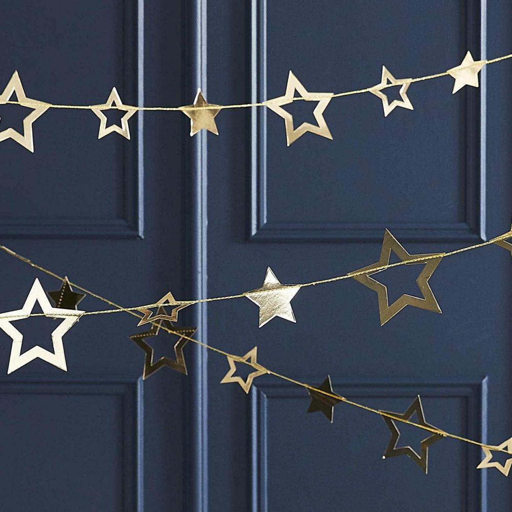 Room Decorations |   Gold Foiled Star Hanging Garland Bunting & Garlands Bunting & Garlands