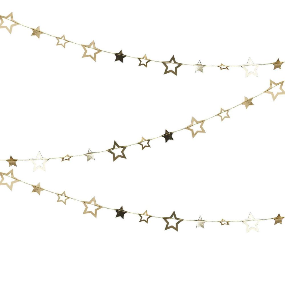 Room Decorations |   Gold Foiled Star Hanging Garland Bunting & Garlands Bunting & Garlands