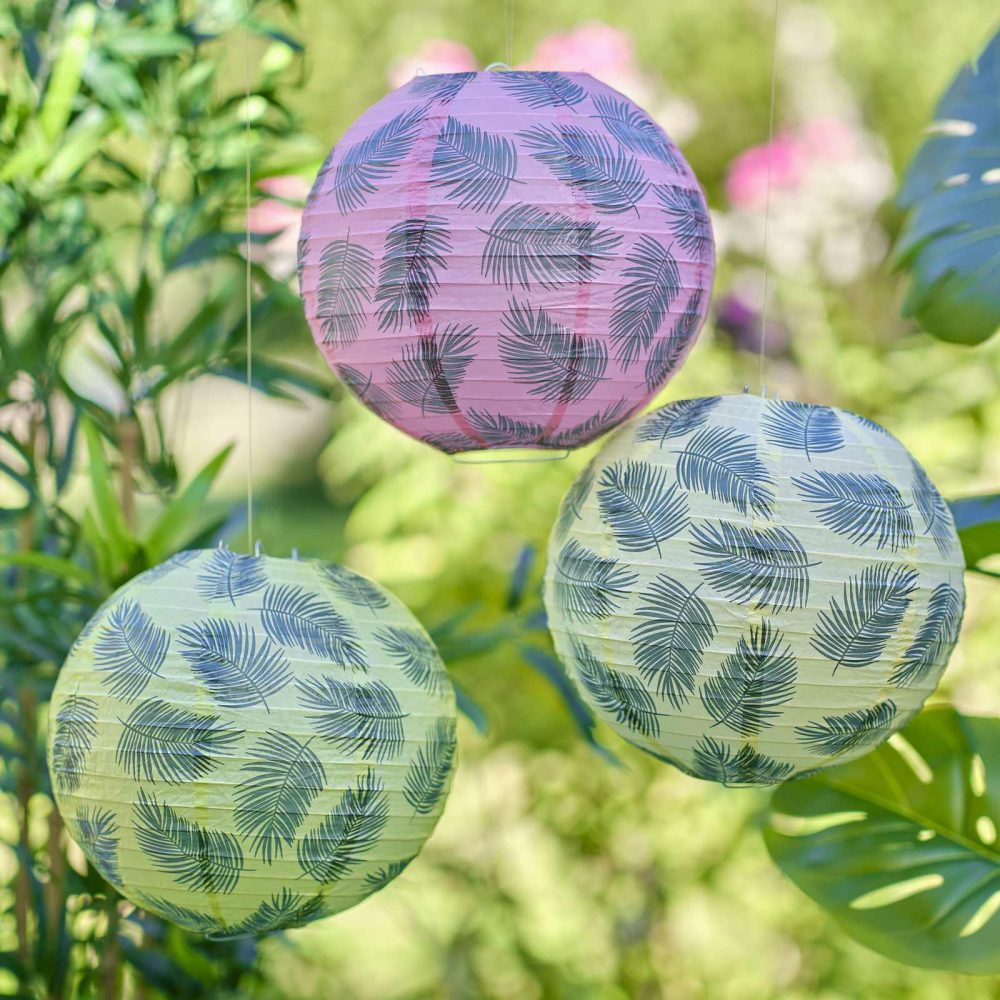 Room Decorations |   Hawaiian Palm Leaf Printed Hanging Lantern Decorations Hanging Decorations Hanging Decorations