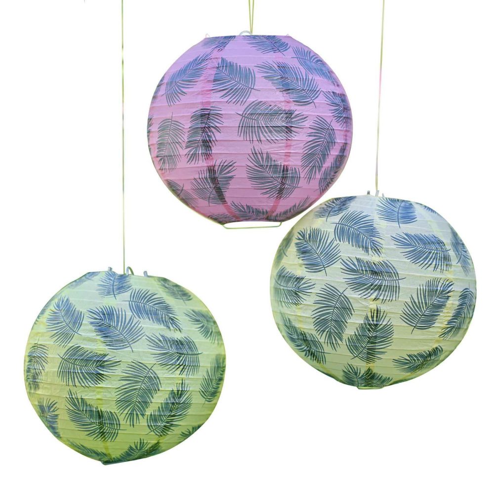 Room Decorations |   Hawaiian Palm Leaf Printed Hanging Lantern Decorations Hanging Decorations Hanging Decorations