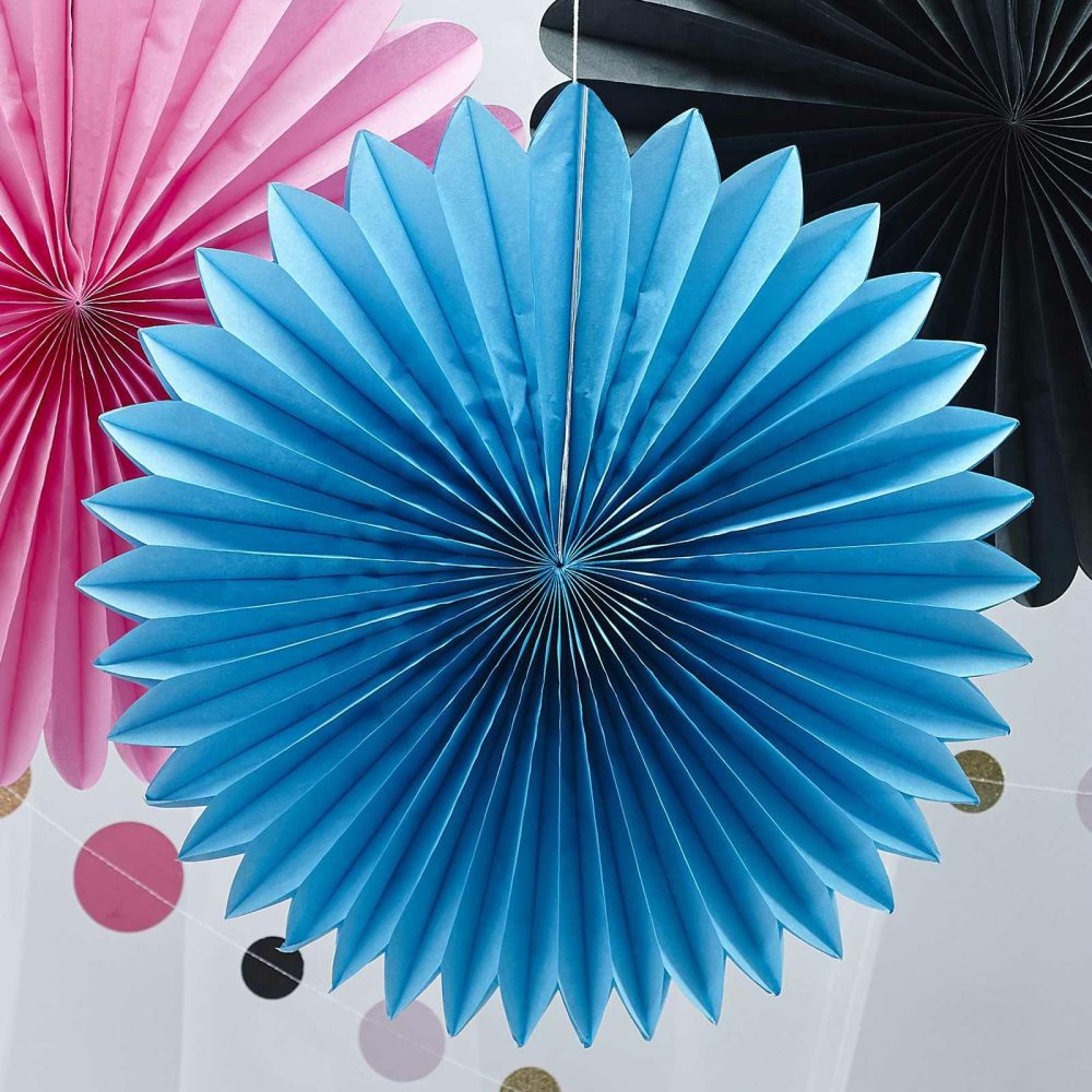 Room Decorations |   Pink, Black & Blue Wall Fan Decorations – Confetti Party Party Decorations Room Decorations