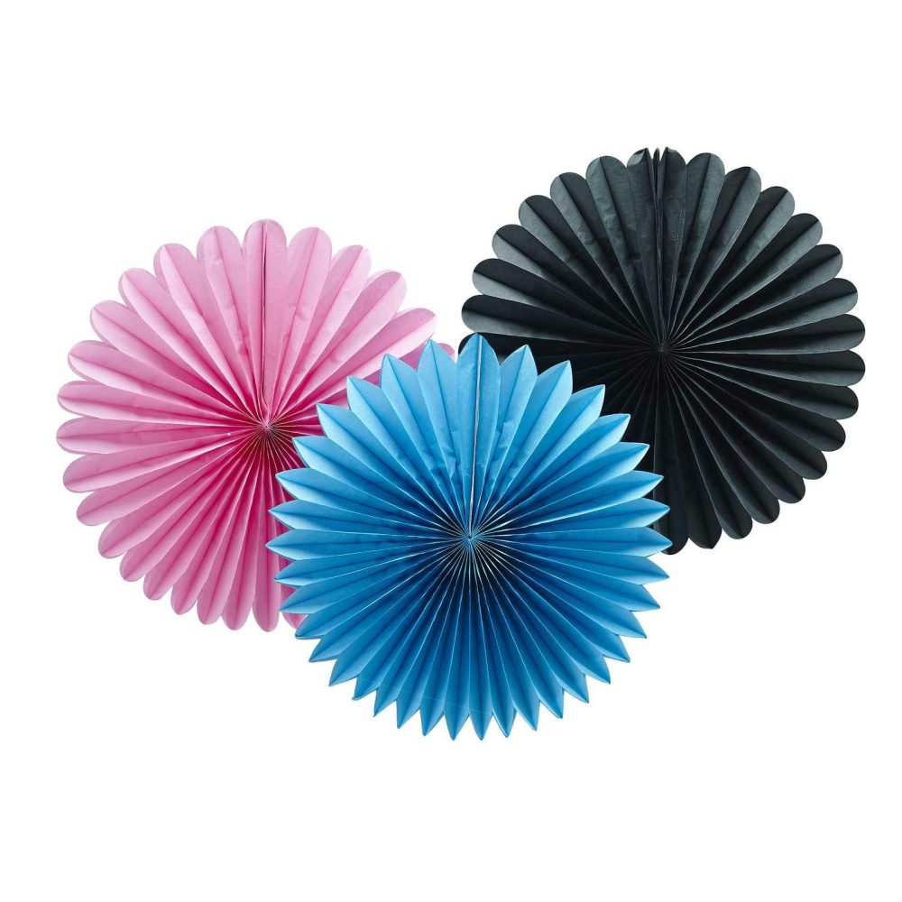 Room Decorations |   Pink, Black & Blue Wall Fan Decorations – Confetti Party Party Decorations Room Decorations