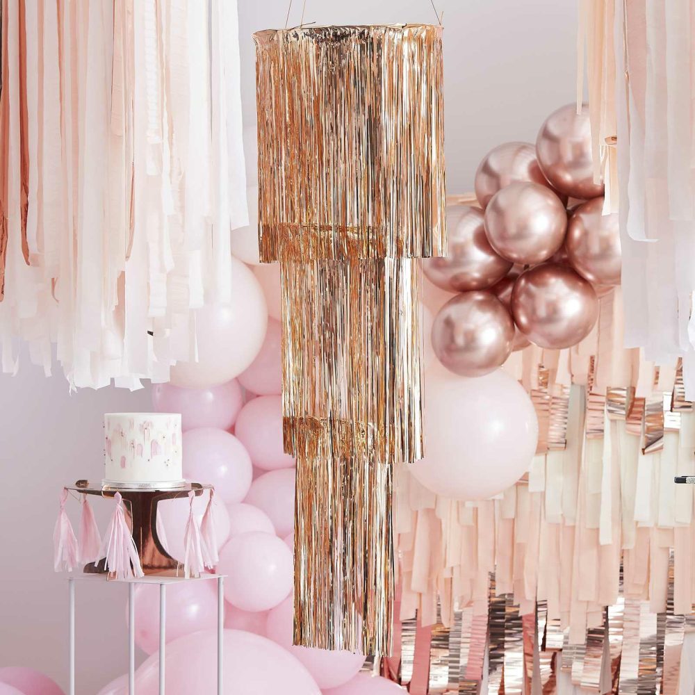 Room Decorations |   Rose Gold Fringe Chandelier Hanging Decorations Hanging Decorations