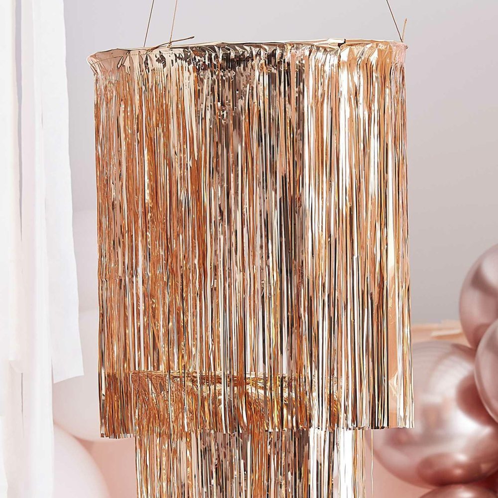 Room Decorations |   Rose Gold Fringe Chandelier Hanging Decorations Hanging Decorations