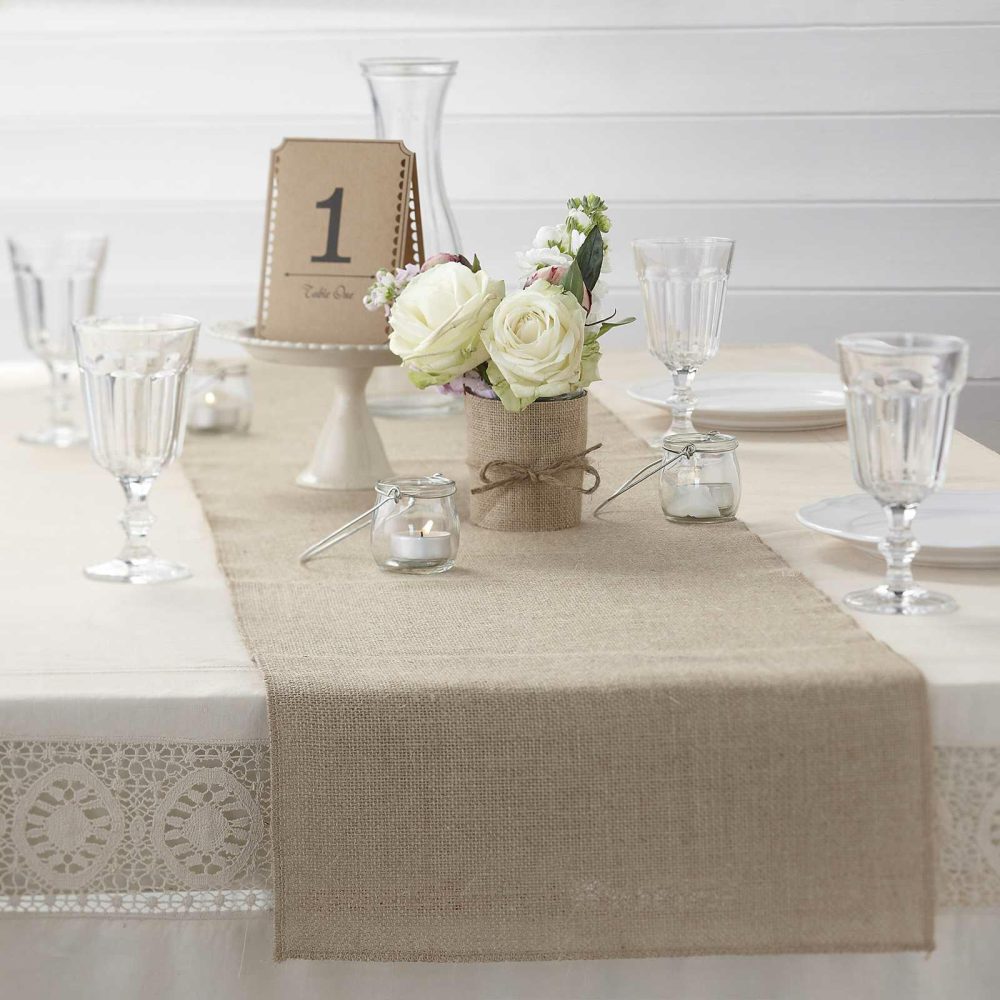 Table Cloths & Runners |   Hessian Table Runner Homeware Table Cloths & Runners