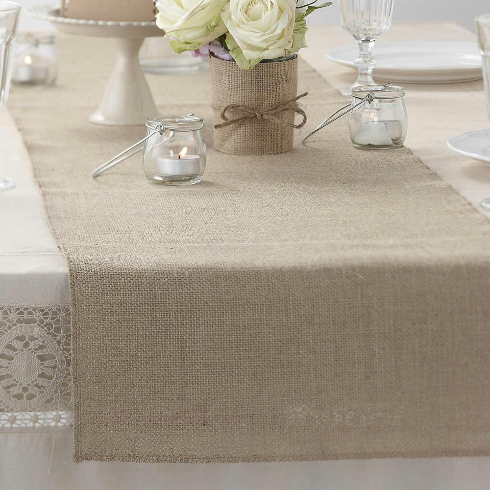 Table Cloths & Runners |   Hessian Table Runner Homeware Table Cloths & Runners