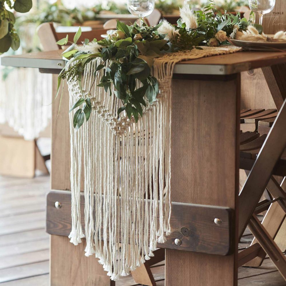 Table Cloths & Runners |   White Macrame Table Runner Homeware Table Cloths & Runners