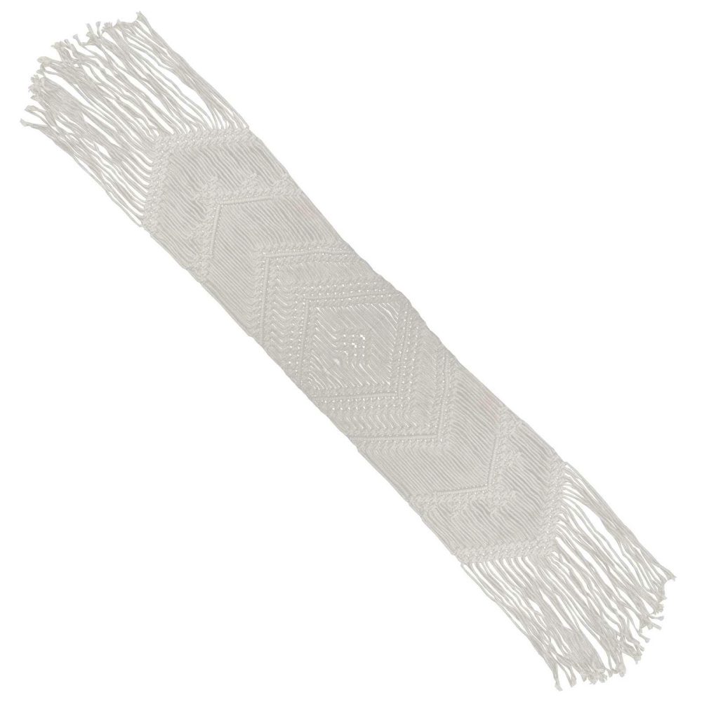 Table Cloths & Runners |   White Macrame Table Runner Homeware Table Cloths & Runners