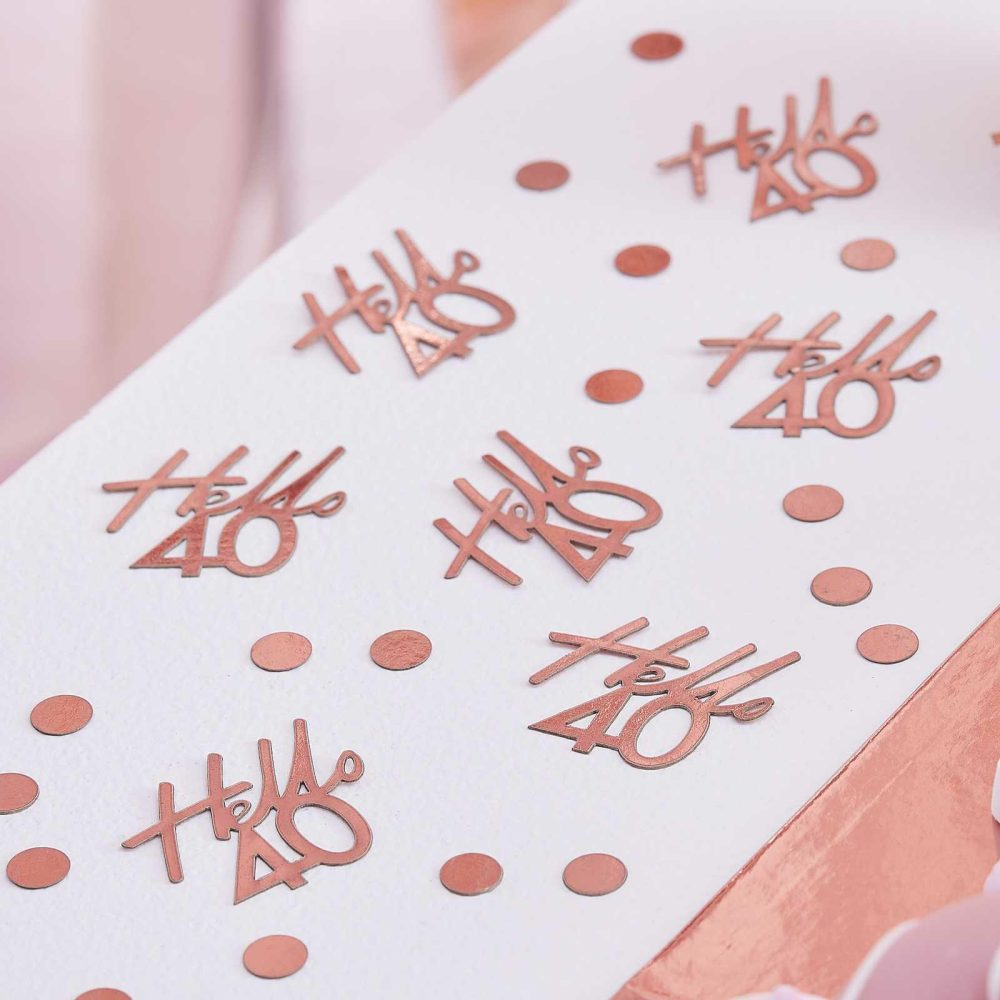 Table Confetti |   40Th Rose Gold Birthday Confetti Table Confetti