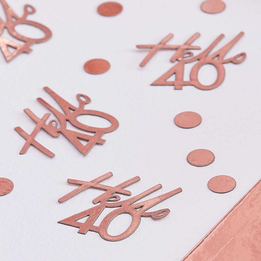 Table Confetti |   40Th Rose Gold Birthday Confetti Table Confetti