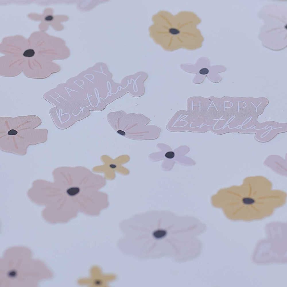 Table Confetti |   Floral Happy Birthday Confetti Party Decorations Table Confetti