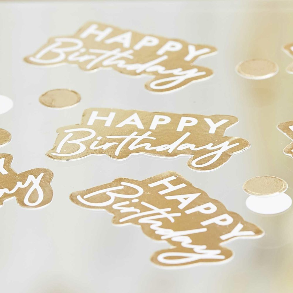 Table Confetti |   Gold And White Happy Birthday Confetti Party Decorations Table Confetti