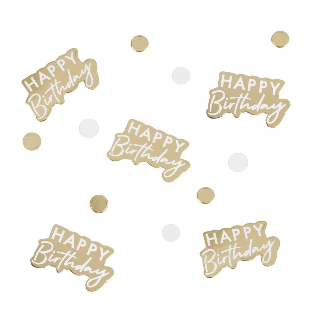 Table Confetti |   Gold And White Happy Birthday Confetti Party Decorations Table Confetti