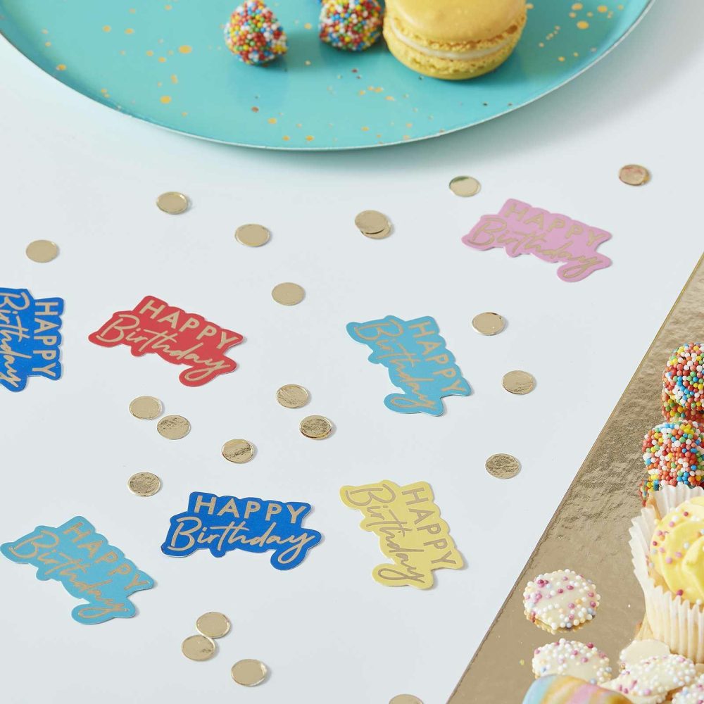 Table Confetti |   Multi-Coloured Happy Birthday Table Confetti Party Decorations Table Confetti