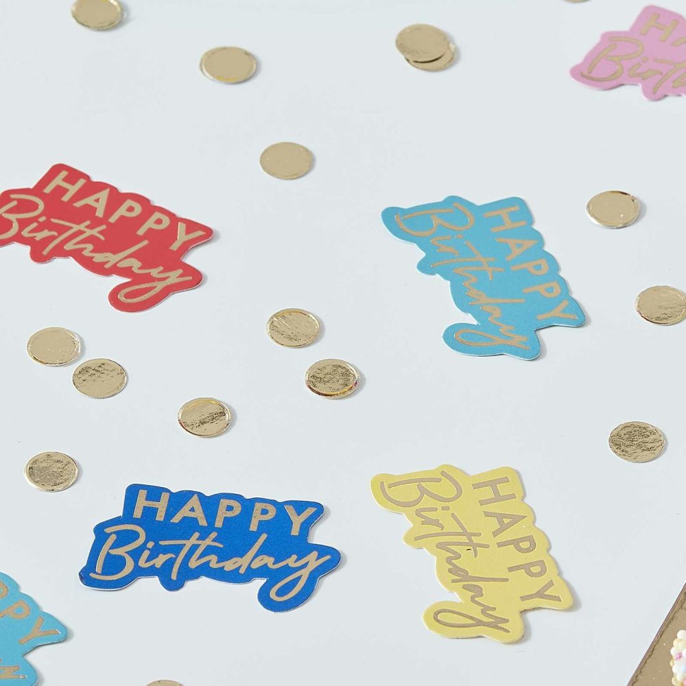 Table Confetti |   Multi-Coloured Happy Birthday Table Confetti Party Decorations Table Confetti