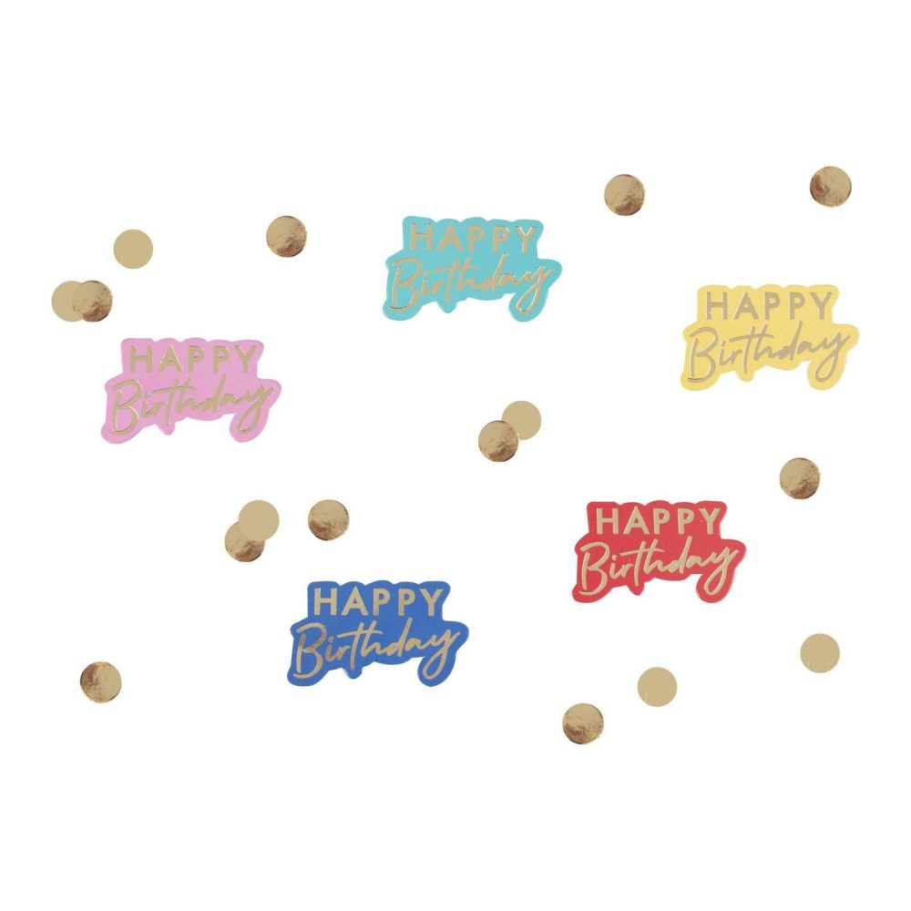 Table Confetti |   Multi-Coloured Happy Birthday Table Confetti Party Decorations Table Confetti