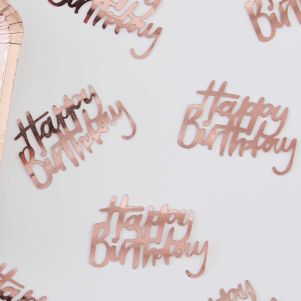 Table Confetti |   Rose Gold Happy Birthday Confetti Party Decorations Table Confetti