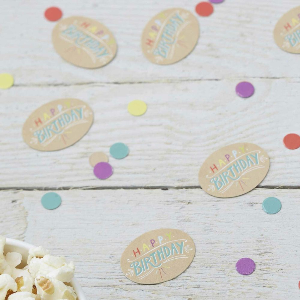 Table Confetti |   Table Confetti – Happy Birthday Kraft Party Decorations Table Confetti