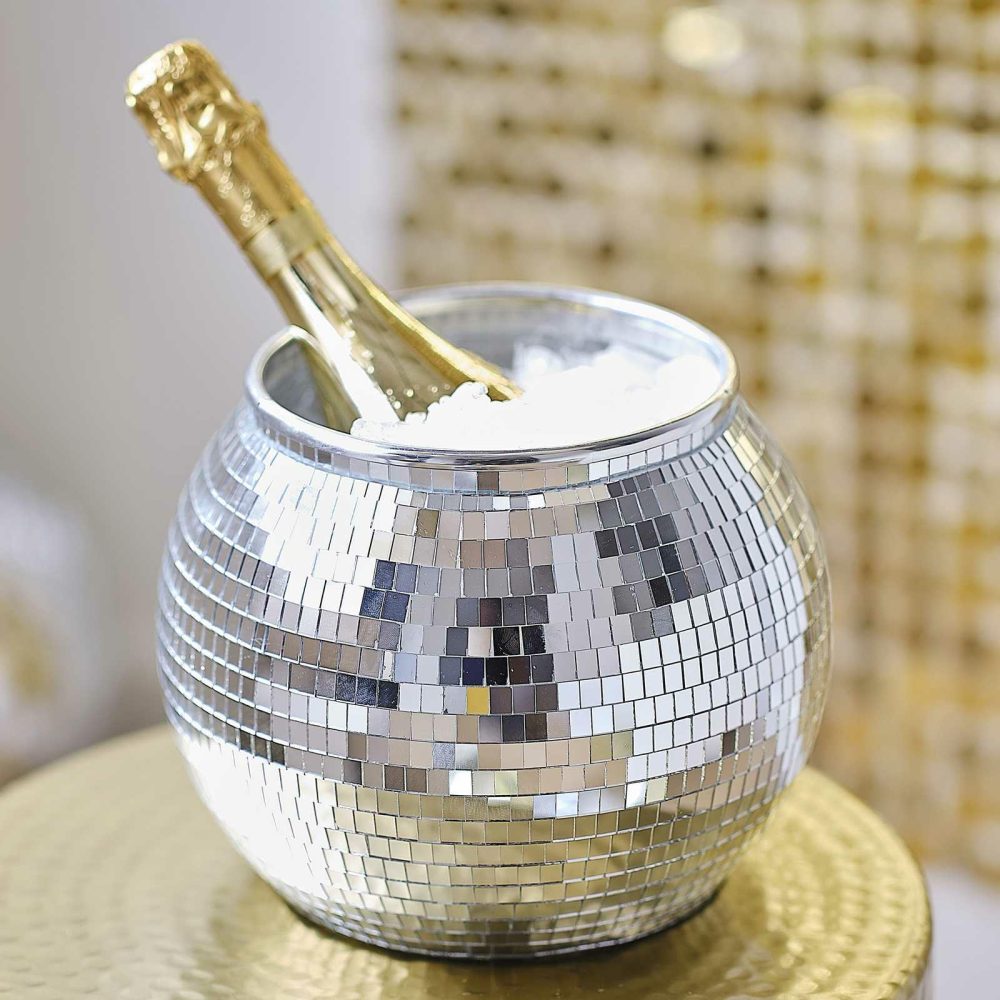 Table Decorations |   Silver Disco Ball Ice Bucket Party Decorations Room Decorations