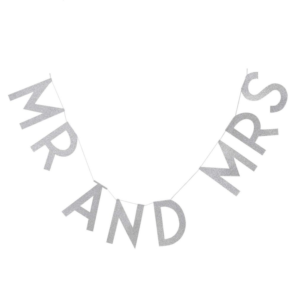 Wedding Bunting |   Silver Glitter Mr & Mrs Wedding Bunting – Metallic Perfection Wedding Bunting Wedding Bunting