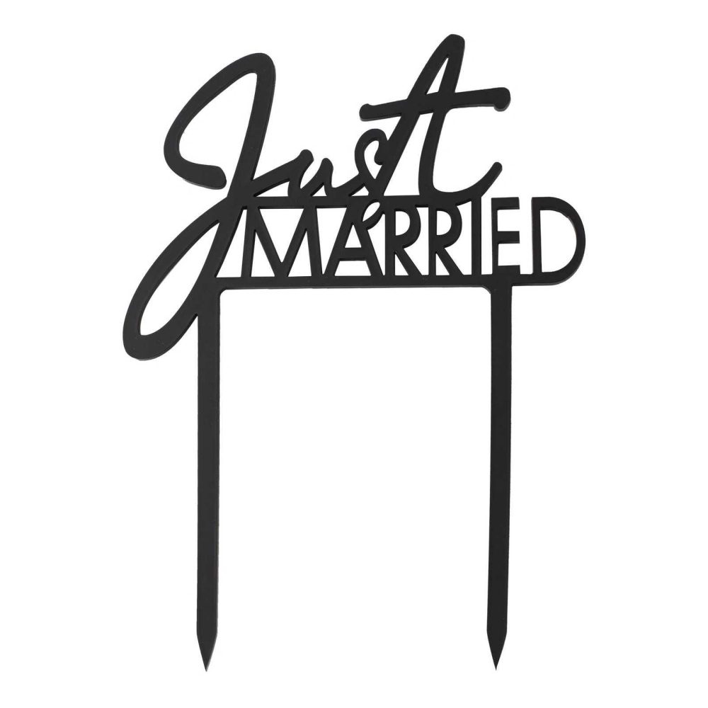 Wedding Cake Stands & Toppers |   Black Acrylic Just Married Wedding Cake Topper Wedding Cake Accessories Wedding Cake Stands & Toppers