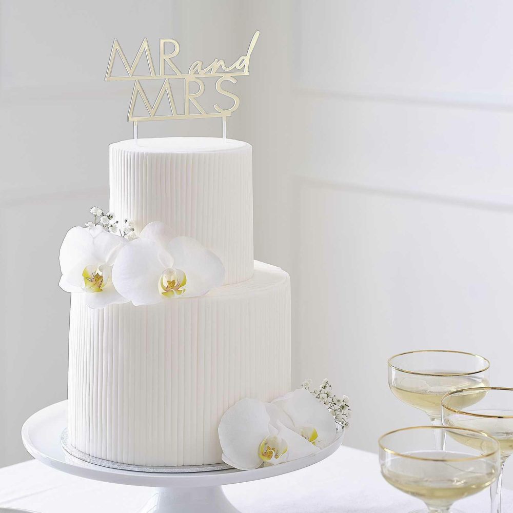 Wedding Cake Stands & Toppers |   Gold Acrylic Mr & Mrs Wedding Cake Topper Wedding Cake Accessories Wedding Cake Stands & Toppers