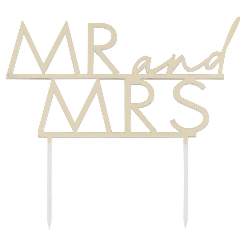 Wedding Cake Stands & Toppers |   Gold Acrylic Mr & Mrs Wedding Cake Topper Wedding Cake Accessories Wedding Cake Stands & Toppers