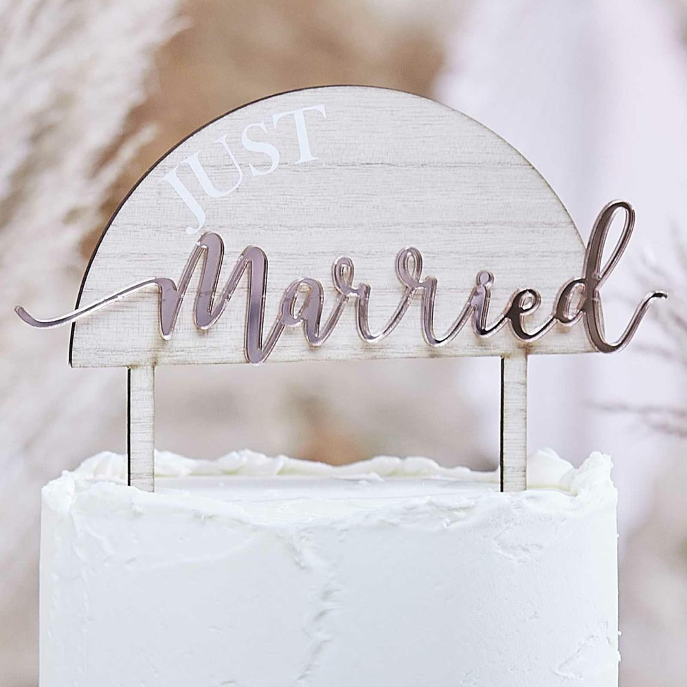 Wedding Cake Stands & Toppers |   Just Married Wooden Wedding Cake Topper Wedding Cake Accessories Wedding Cake Stands & Toppers