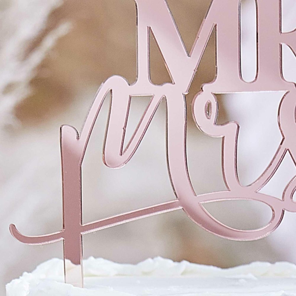 Wedding Cake Stands & Toppers |   Mr And Mrs Rose Gold Acrylic Wedding Cake Topper Wedding Cake Accessories Wedding Cake Stands & Toppers