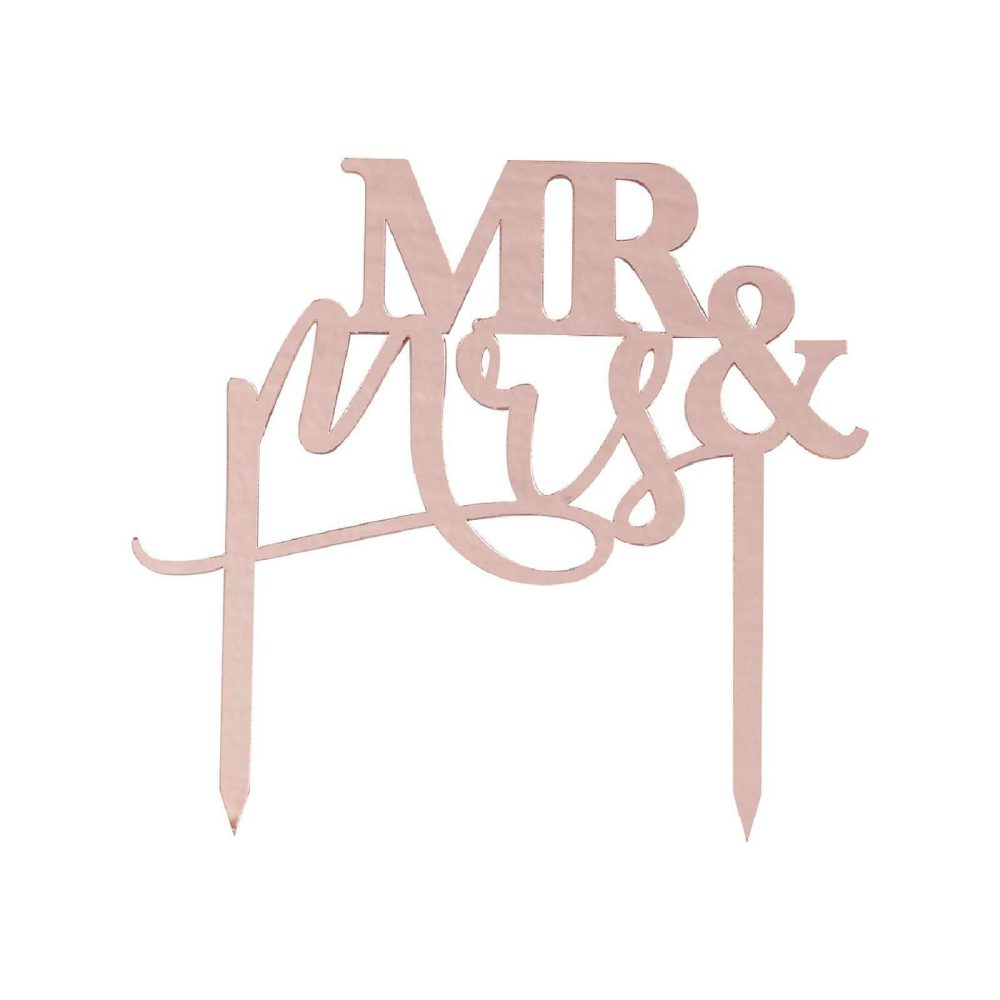 Wedding Cake Stands & Toppers |   Mr And Mrs Rose Gold Acrylic Wedding Cake Topper Wedding Cake Accessories Wedding Cake Stands & Toppers